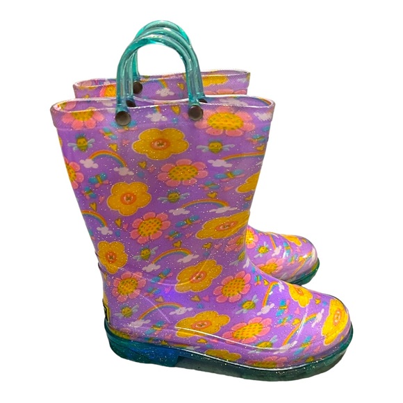 Western Chief Other - Western chief girls floral rainbow rain boots light up size 12